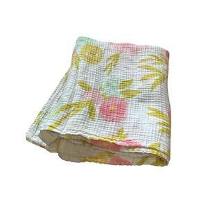 Cloud‎ Island Floral Muslin Swaddle Blanket Pink Yellow Baby Shower Gift